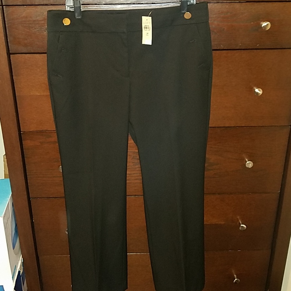 BNWT Loft trousers with gold buttons - black, size